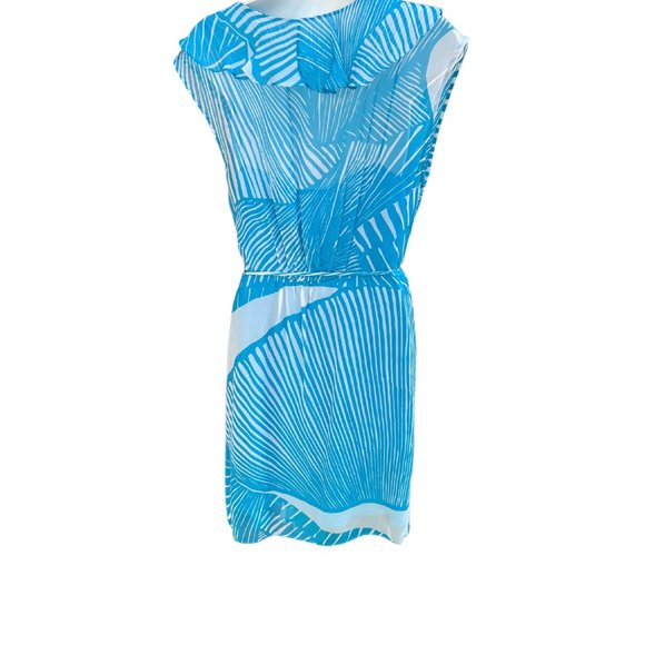 Milly of New York Sleeveless V-Neck Midi Dress Blue & White Size 10 - Picture 2 of 12